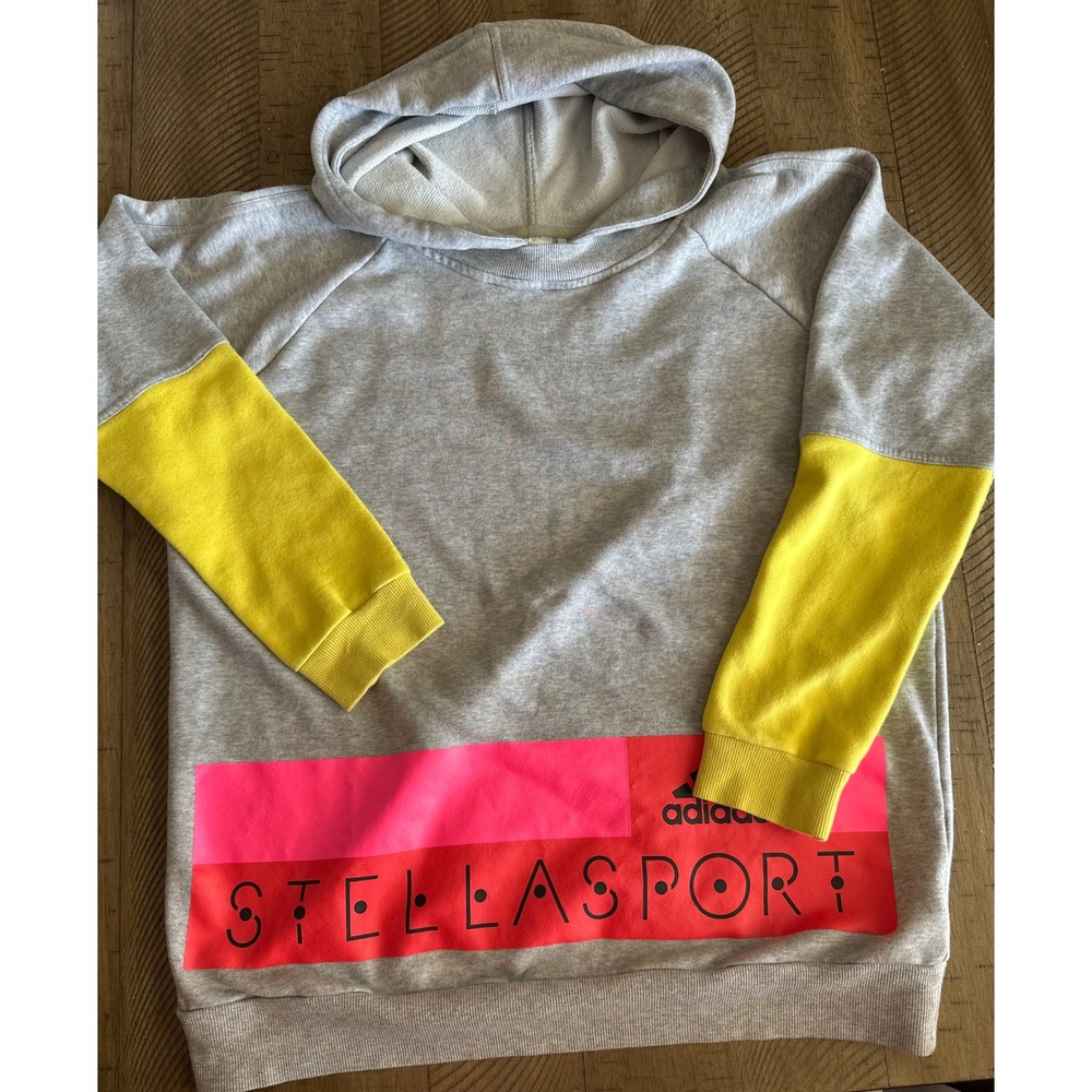 adidas x StellaSport Climalite Colorblock Hoodie (Heather Grey Yellow Pink